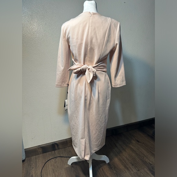 Adrianna papell knit crepe tie waist sheath dress blush pink women size 2 - Picture 12 of 17